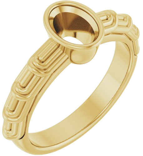 14K Yellow 7 x 5 mm Oval Solitaire Engagement Ring Mounting (1)