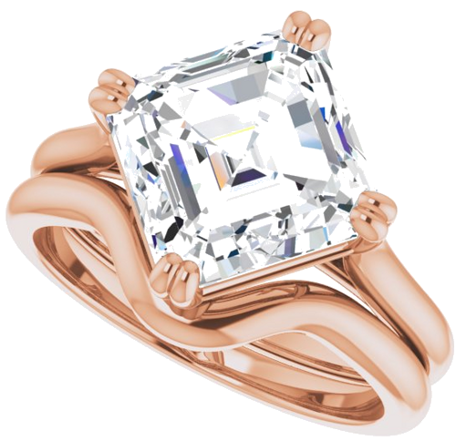 14K Rose 9 mm Asscher Solitaire Engagement Ring Mounting (10)
