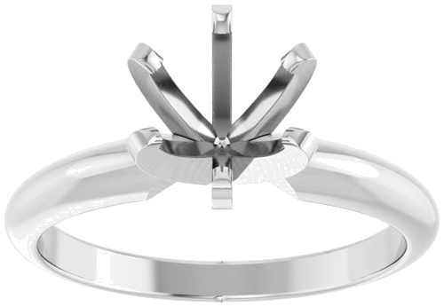 14K White 6-6.6 mm Round Heavy 6-Prong Engagement Ring Mounting (3)