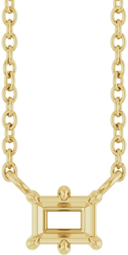 14K Yellow 4x3 mm Emerald 6-Prong Solitaire 18  Necklace Mounting (1)
