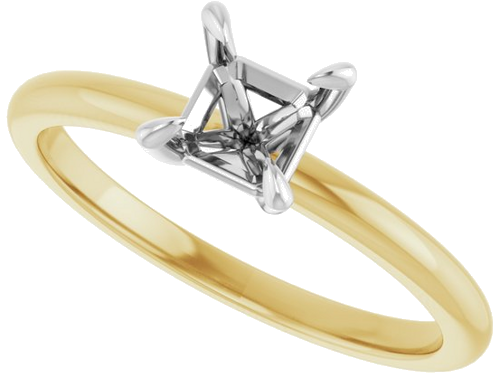 Sužadėtuvių Žiedas „Solitaire“ 585 Baltojo Ir Geltonojo Aukso Asscher 5mm (5)