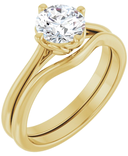 14K Yellow 6.5 mm Round Solitaire Engagement Ring Mounting (6)