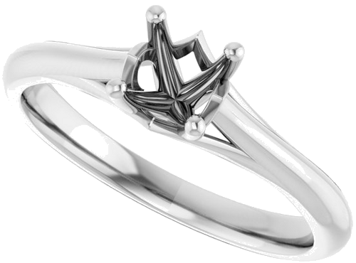 14K White 5.2 mm Round Solitaire Engagement Ring Mounting (5)