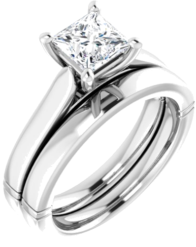 14K White  5.5 mm Square Solitaire Engagement Ring Mounting (6)