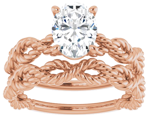 Sužadėtuvių Žiedas „Twisted Rope Solitaire“ 417 Rožinis Aukso Oval 8mm x 6mm (8)
