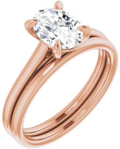 Sužadėtuvių Žiedas „Solitaire“ 585 Rožinis Aukso Oval 8mm x 6mm (6)