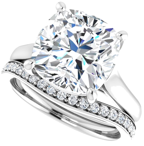 Platinum 10 mm Cushion Solitaire Engagement Ring Mounting (10)