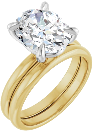 14K Yellow White 11 x 9 mm Oval Engagement Ring Mounting (6)