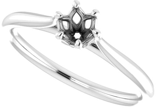 18K White 4.1 mm Round Engagement Ring Mounting (5)