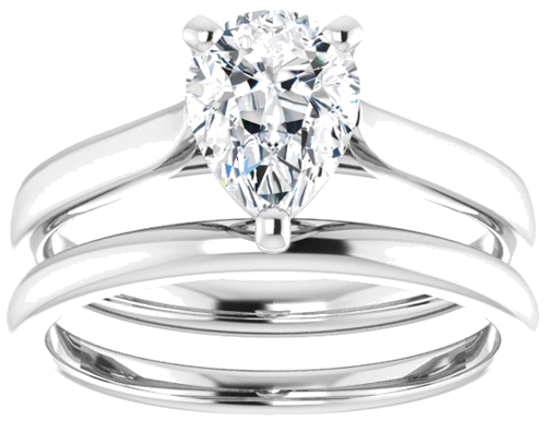 Sužadėtuvių Žiedas „Solitaire“ 585 Baltojo Aukso Pear Shape 8mm x 6mm (8)