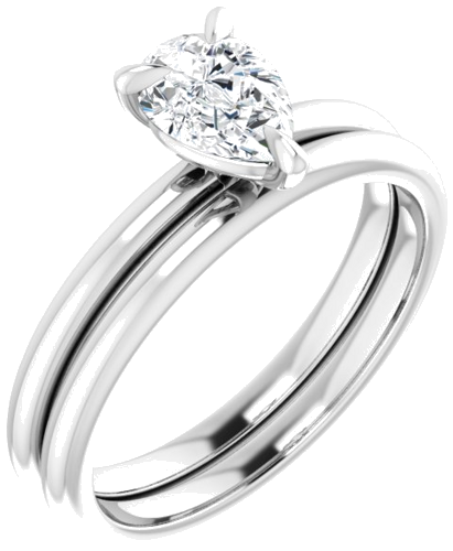 Sužadėtuvių Žiedas „Solitaire“ 585 Baltojo Aukso Pear Shape 7mm x 5mm (6)