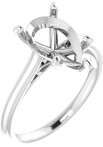 14K White  12x8 mm Pear Solitaire Engagement Ring Mounting (1)