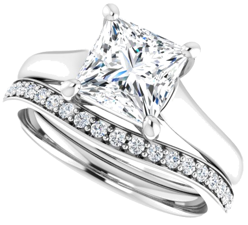 14K White 6.5 mm Square Solitaire Engagement Ring Mounting (10)