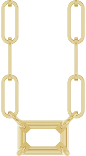 14K Yellow 6x4 mm Emerald 4-Prong Solitaire 18  Necklace (1)