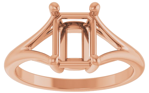 14K Rose 8x6 mm Emerald 4-Prong Cathedral Split Shank Engagement Ring Mounting (3)