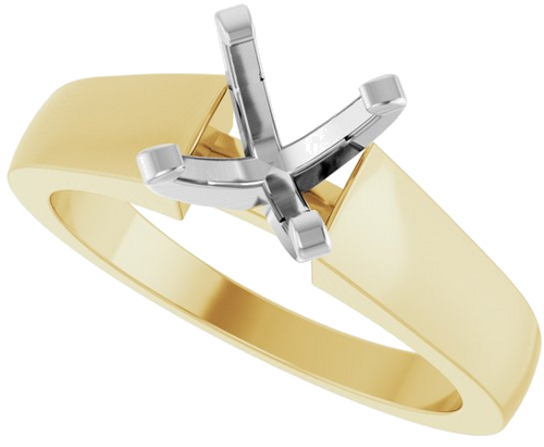 14K Yellow White 7 mm Round Solitaire Engagement Ring Mounting (5)