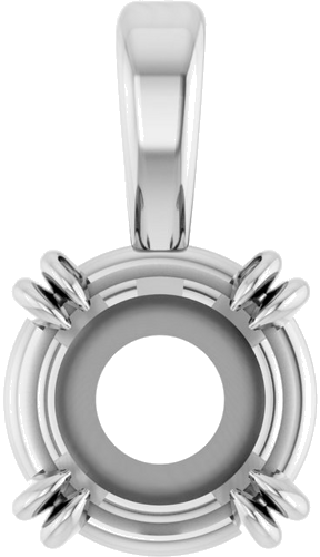 14K White 6.5 mm Round 4-Prong Double-Claw Pendant Mounting (1)