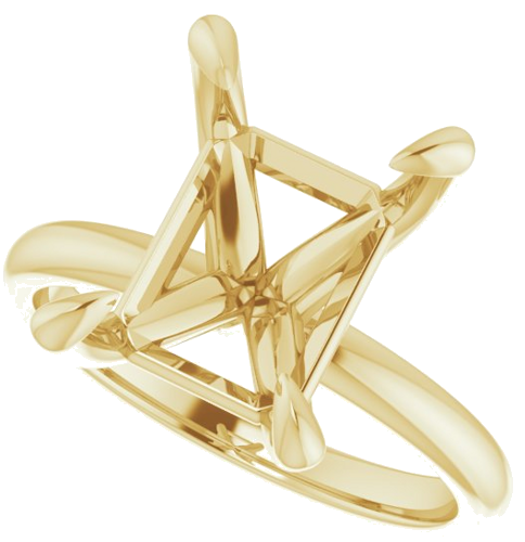 10K Yellow  11x9 mm Emerald Solitaire Engagement Ring Mounting (5)