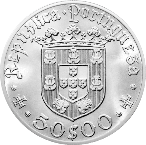 50 Escudos Pedro Alvares Cabral 1968 Portugal Silver Coin (2)