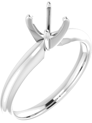 14K White 5-5.3 mm Round 4-Prong Solitaire Ring Mounting (1)