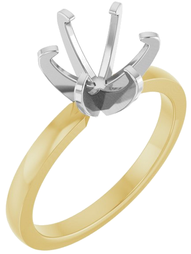14K Yellow White 7.8-8.6 mm Round Solitaire Engagement Ring Mounting (1)