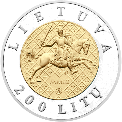 2003 Литва Златна монета от 200 литаса 750 години от коронацята на Миндаугас (2)