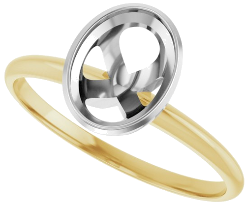 14K Yellow White 8x6 mm Oval Solitaire Engagement Ring (5)