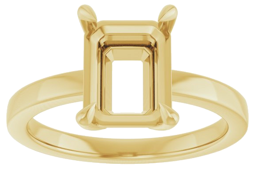 14K Yellow 9x7 mm Emerald Solitaire Engagement Ring Mounting (3)