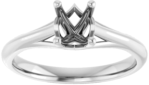 14K White 7x5 mm Oval Solitaire Engagement Ring Mounting (3)