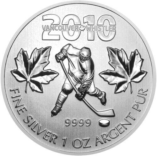 1 oz Ledus hokejs 2010 Kanāda 5 dolāru sudraba monēta (1)