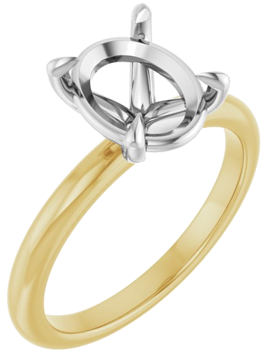 Sužadėtuvių Žiedas 585 Baltojo Ir Geltonojo Aukso Oval 10mm x 8mm (1)