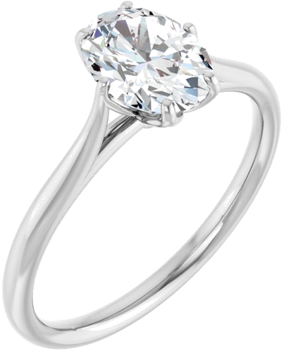 14K White 8x6 mm Oval Engagement Ring Mounting (6)