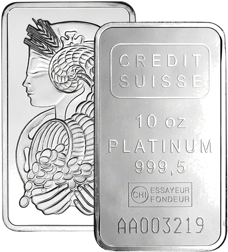10 oz Platinum Bar 999.5 PAMP/Heraeus (mixed manufacturer) (1)