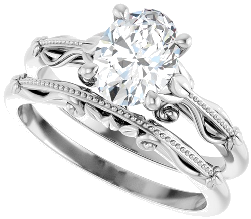 Sužadėtuvių Žiedas „Sculptural-Inspired Solitaire“ 585 Baltojo Aukso Oval 8mm x 6mm (10)