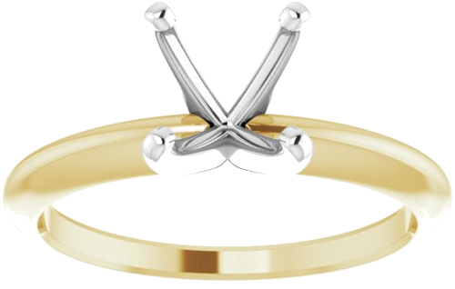 14K Yellow   White 7.3-7.7 mm Round 4-Prong Comfort-fit Solitaire Ring Mounting (3)