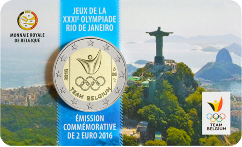 2016 Belgija Olimpinės žaidynės 2 eurų BU moneta kortelėje (1)