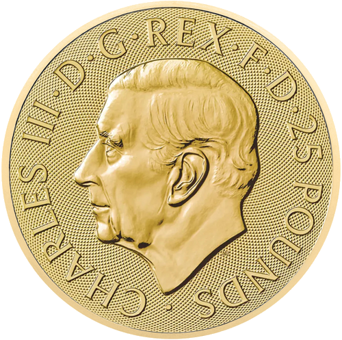 1/4 oz Ričmondo Kurtas 2025 Karalienės žvėrys auksinė moneta (2)