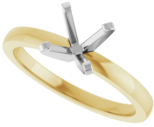 14K Yellow White 6-6.6 mm Round Solitaire Engagement Ring Mounting (5)