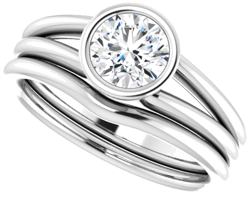 Sužadėtuvių Žiedas „Bezel-Set Solitaire“ 585 Baltojo Aukso Round 6mm (10)