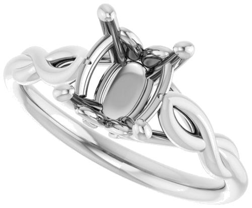 14K White  9x7 mm Oval Solitaire Engagement Ring Mounting (5)