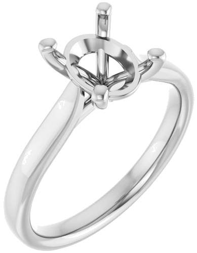 14K White 9x7 mm Oval Engagement Ring Mounting (1)