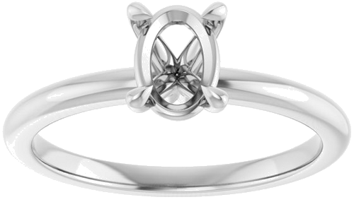 Sužadėtuvių Žiedas 585 Baltojo Aukso Oval 7mm x 5mm (3)