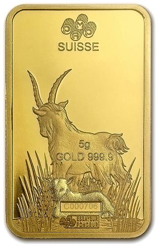 5 гр. Колекционерско (лунар) инвестиционно златно кюлче, Goat PAMP (4)