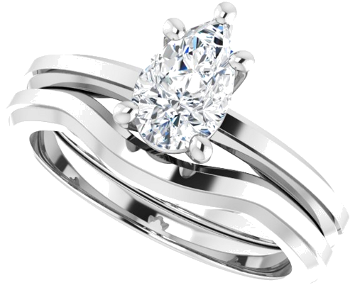 14K White 8x5 mm Pear Solitaire Engagement Ring Mounting (10)