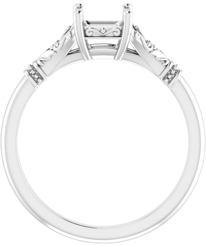 14K White 5 mm Square Solitaire Engagement Ring Mounting (2)