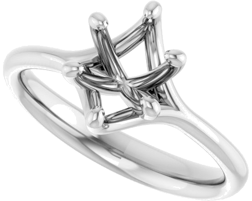 14K White 8x6 mm Oval Engagement Ring Mounting (5)