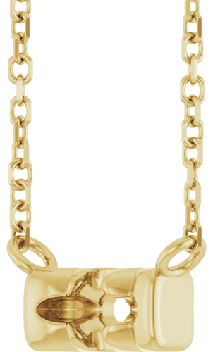 14K Yellow 3 mm Round 1-Stone French-Set Family Bar 18  Necklace Mounting (2)