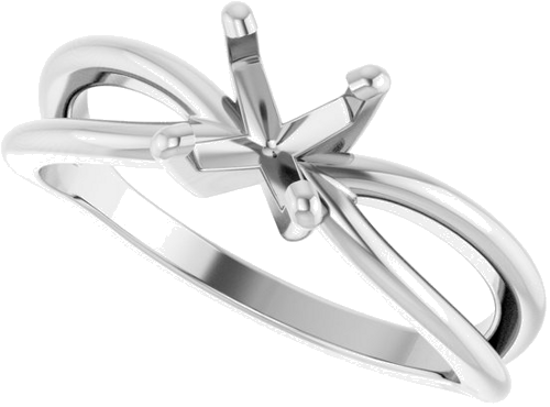 Sužadėtuvių Žiedas „Split Shank“ 585 Baltojo Aukso Round 6.5mm (5)