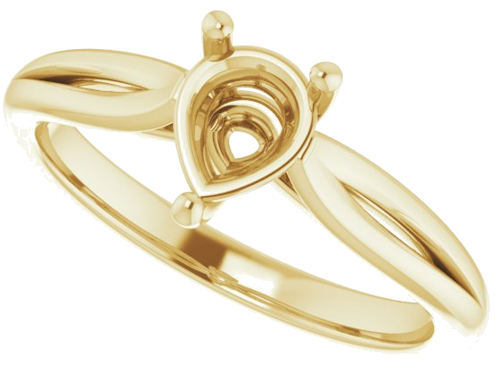 Sužadėtuvių Žiedas „Solitaire“ 585 Geltonojo Aukso Pear Shape 7mm x 5mm (5)