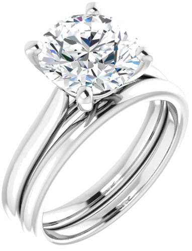 14K White 9 mm Round Engagement Ring Mounting (6)